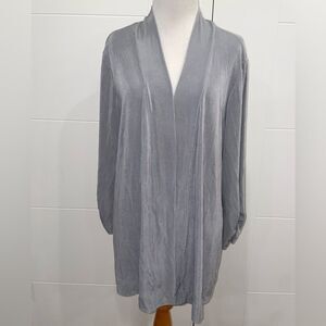 XL NWT Silver Cardigan duster, stretchy, material, dark silver, classic